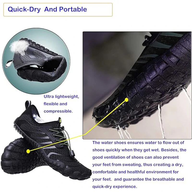 (image for) TENGOO Beach Wading Sandal Five Fingers Barefoot Design Quick Dry Non-Slip Breathable Surf Fishing Fitness Water Sports Shoes